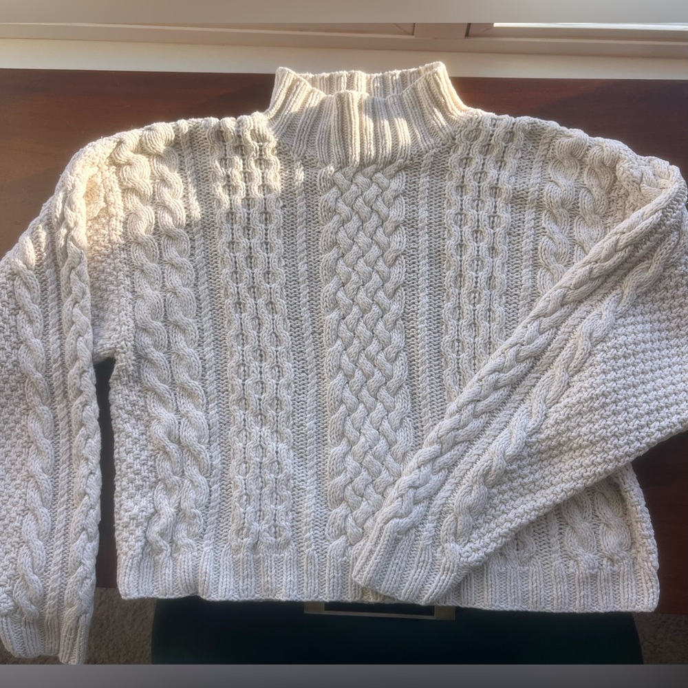 Vintage Hand Knit Cozy Cable Knit Sweater - Cream